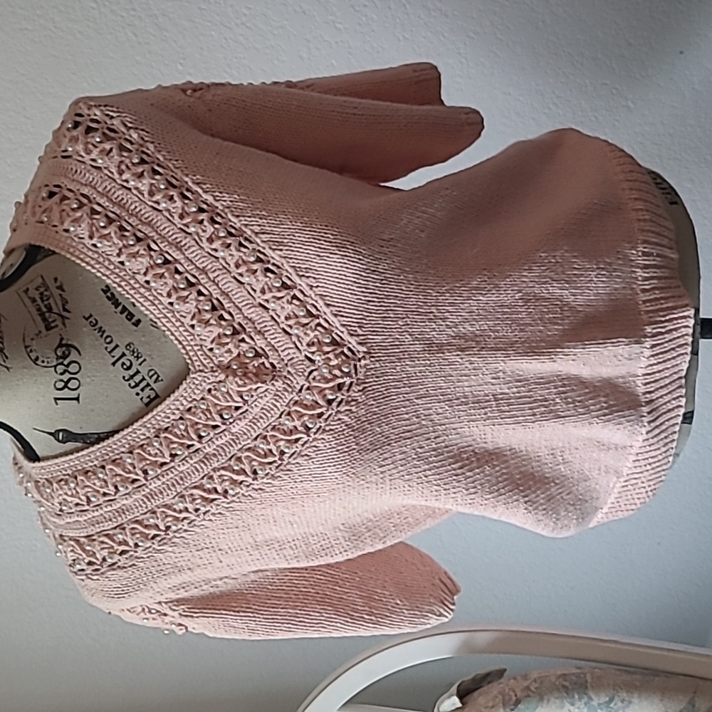 Pink Vintage Beaded Sweater